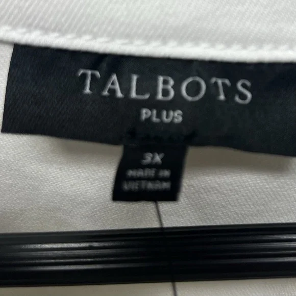 Talbots Denim Jean Jacket Womens 3X White Short Sleeve Button Down New NWT - Picture 10 of 13
